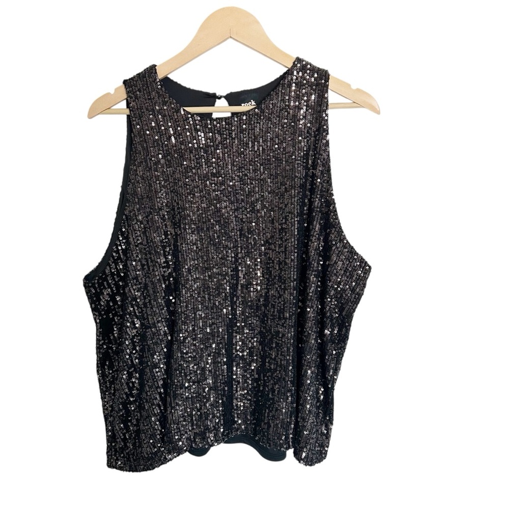 Reitmans Rock & Shine Black Sequin Tank Top Size 2X Glam